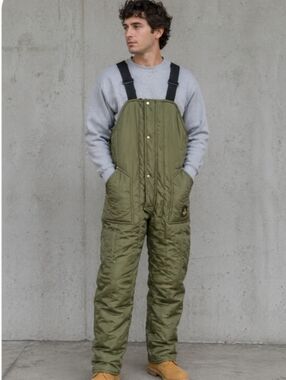 Quilted Olive Green Insulated Bib Overalls Refrigiwear 3XL